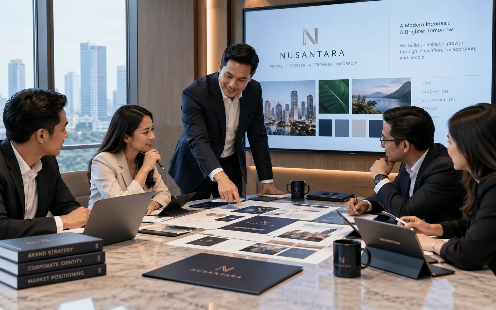 Tim perusahaan menyusun strategi corporate branding